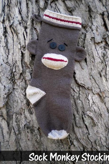 Sock Monkey Christmas Stocking Knitting Pattern