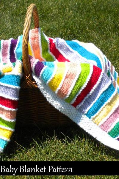 Summer Stripes Baby Blanket Knitting Pattern