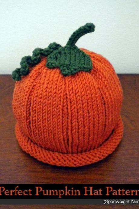 Perfect Pumpkin Hat (Sportweight Yarn) Knitting Pattern