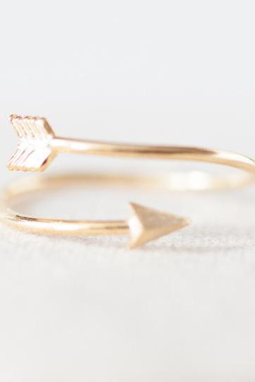 Tiny arrow adjustable ring in gold ,adjustable ring,everyday jewelry, gift ring