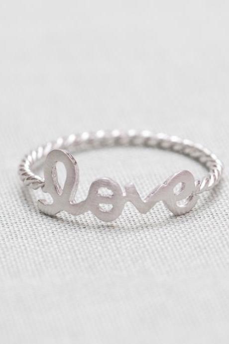 Us 7 Size-love Word Ring-silver Gold