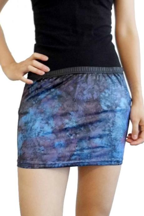 Hand Painted Galaxy Mini Skirt Bodycon Black 