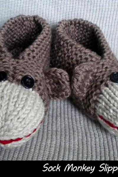 Sock Monkey Slippers for Adults Knitting Pattern