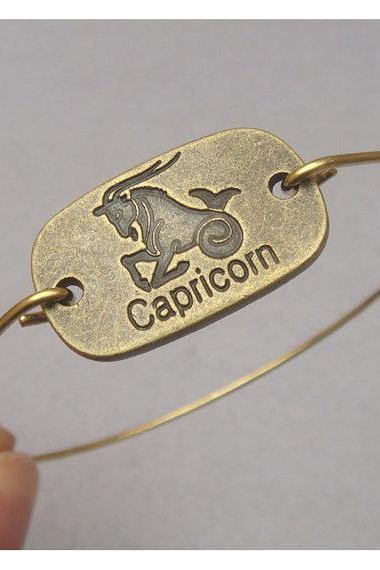 Capricorn Style 2-personalized Zodiac Constellation bangle bracelet - December January Birthday