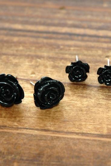 Lovely Shimmering Steampunk Rose Ear Studs 2 pairs