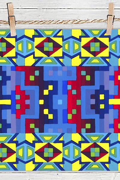 Inca Multicolor Pattern - Poster Print 8x10 - of Fine Art Painting for Your Wall Decor