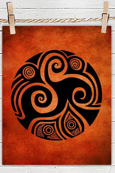 Poster Print 8x10 - Spirals In My Life Red - of Tribal Illustration for Your Wall Decor