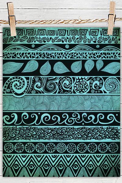 Poster Print 8x10 - Turquoise Tribal Evolution - For Your Home Decor