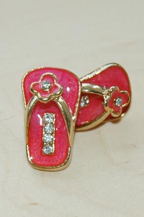 Pink Gold Rhinestone Floral Slipper Earrings