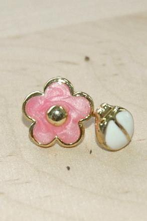 Mini Flower and Lady Bird Gold Earrings