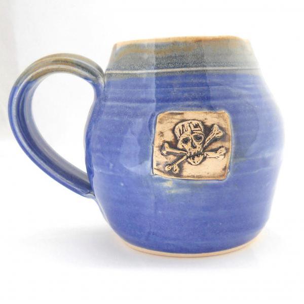 Ceramic Handmade Pottery Wheel thrown Stoneware Skull Mug by Jewel Pottery Cup Each one Unique