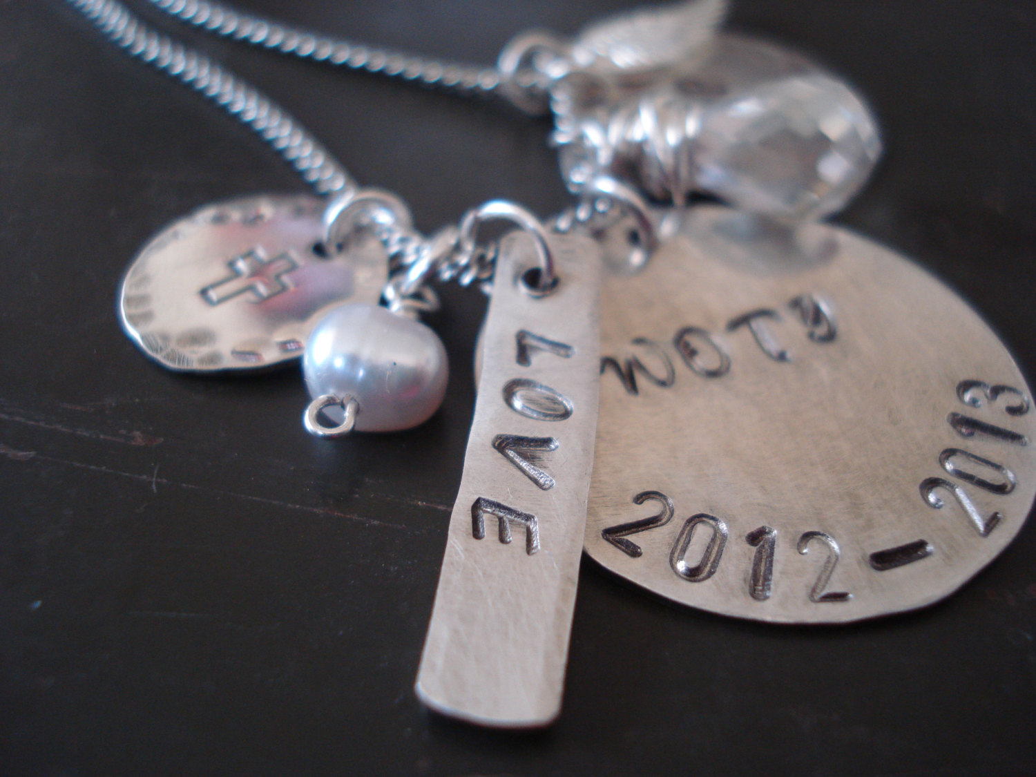Hand Stamped Necklace Personalized Necklace Mothers Necklace Hand